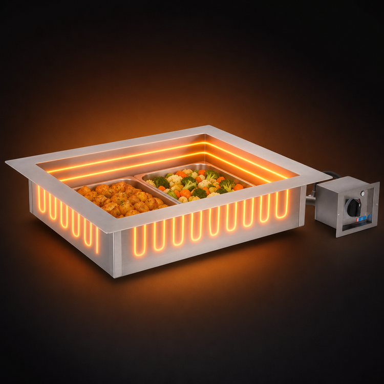 Product image #3 for Alto-Shaam Halo Heat Electric Drop-In Waterless Hot Food Well Unit, Large Flange, 2 Full-Size Pan Capacity, 6-3/8" Deep Well