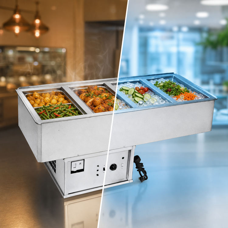 Product image #3 for Atlas Metal WCM-HP-6 6-Pan Drop-In Hot/Cold Food Well with Self-Contained Refrigeration