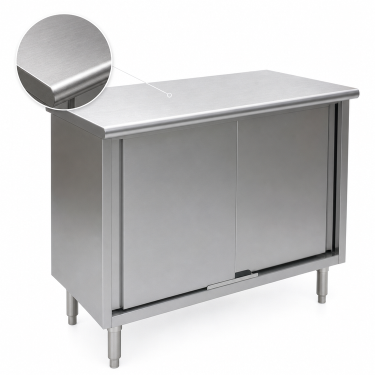 Product image #3 for Eagle Spec-Master 60" x 24" 14-Gauge 304 Stainless Steel Enclosed Work Table with Sliding Doors