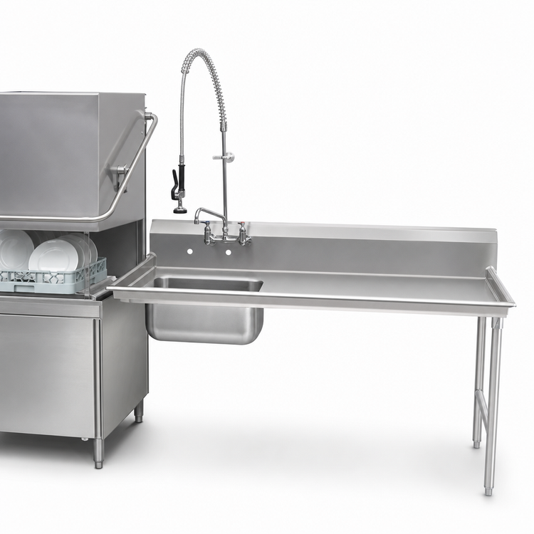 Product image #3 for Advance Tabco Special Value Series Straight-Soil Dishtable with Pre-Rinse Sink, Right-Hand, 71 Inch, 304 Stainless Steel