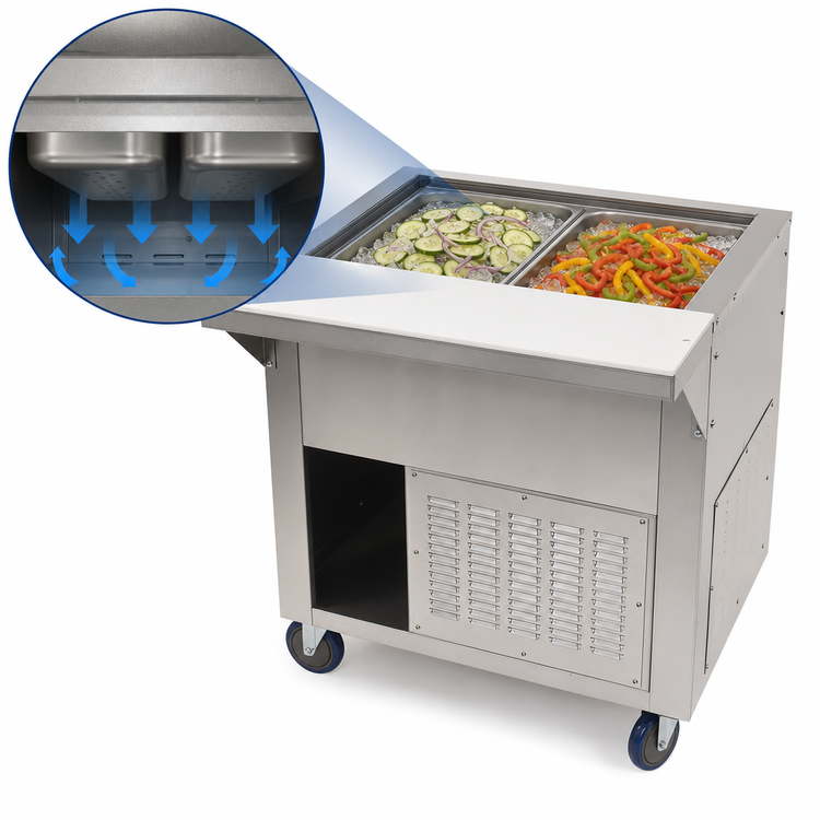 Product image #3 for Advance Tabco 2-Pan Refrigerated Cold Pan Table with Enclosed Base and Cutting Board
