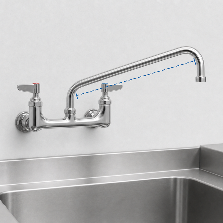 Product image #3 for Eagle Group 14-Inch Splash-Mounted Standard Mixing Faucet with Swing Nozzle, 8-Inch Centers