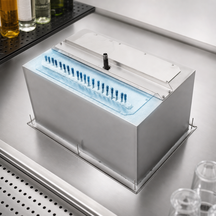 Product image #4 for John Boos 28" x 20" Drop-In Insulated Ice Bin with 10-Circuit Cold Plate and Sliding Lid