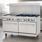 Thumbnail image #3 for Migali Industries Competitor Series® C-RO6B-24GL-NG 60-Inch Natural Gas Range with 6 Open Burners, 24-Inch Griddle, and 2 Ovens