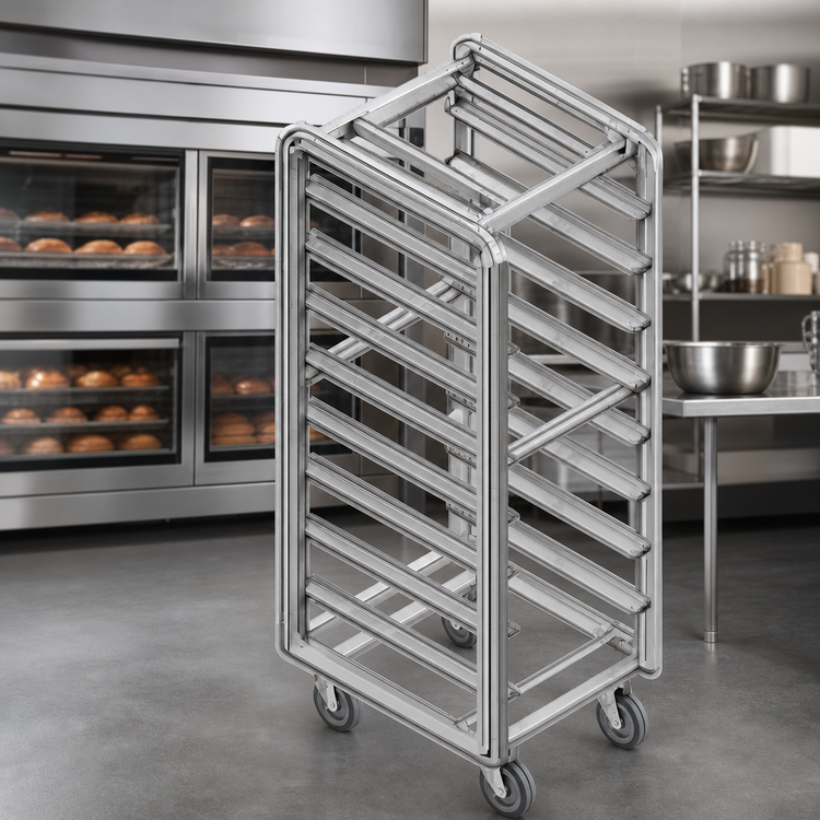 Product image #3 for Baxter Stainless Steel Single End-Load Rack for Double Rack Ovens, 10 Slides, 6-Inch Spacing