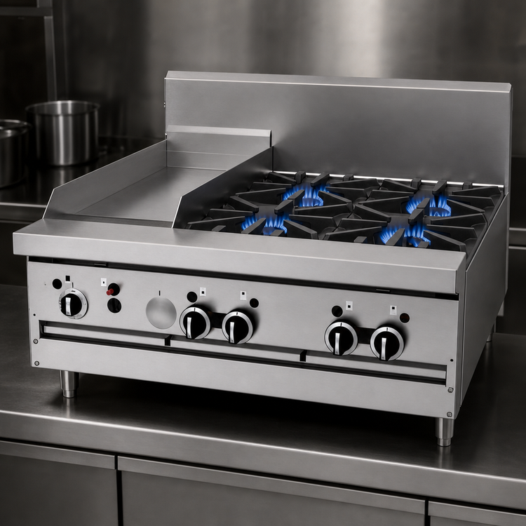 Product image #3 for Garland GF Starfire Pro 36-Inch Gas Restaurant Range with Modular Top, 4 Open Burners and 12-Inch Thermostatic Griddle