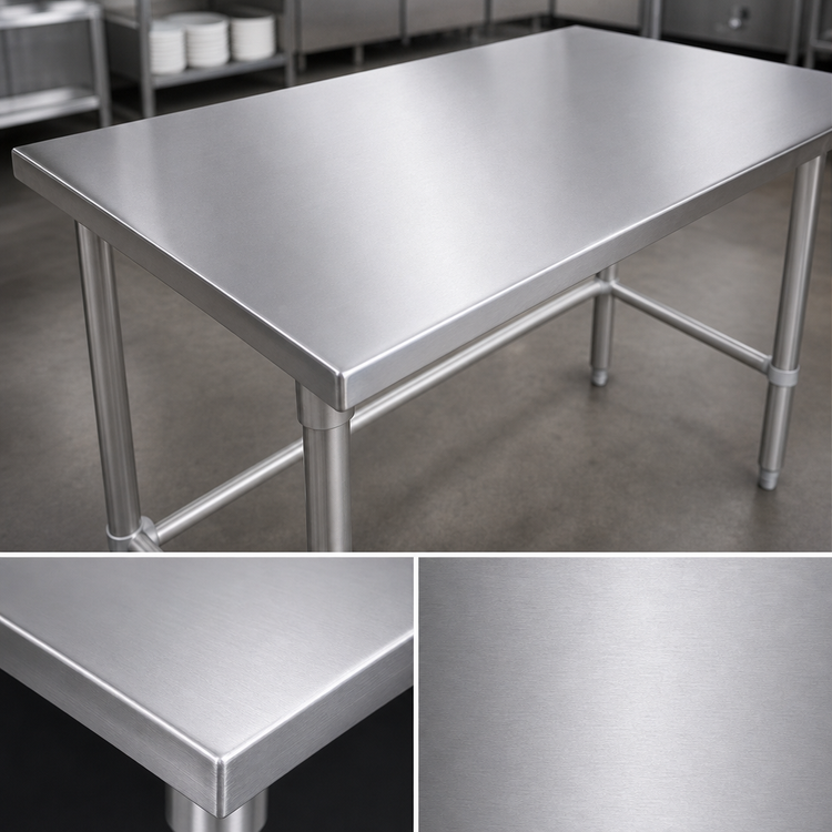 Product image #3 for John Boos Stallion 120" x 30" 14-Gauge Stainless Steel Flat Top Work Table with Safety Edge