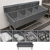Thumbnail image #3 for John Boos Pro-Bowl 4-Compartment Stainless Steel Sink with 10-Inch Backsplash, 77-1/8 x 29-1/2 Inch, 18 x 24 x 12 Inch Bowls
