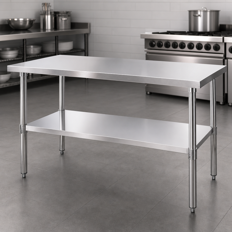 Product image #3 for Quantum 304 Stainless Steel Work Table with Adjustable Undershelf, 72 x 24 x 34 Inches