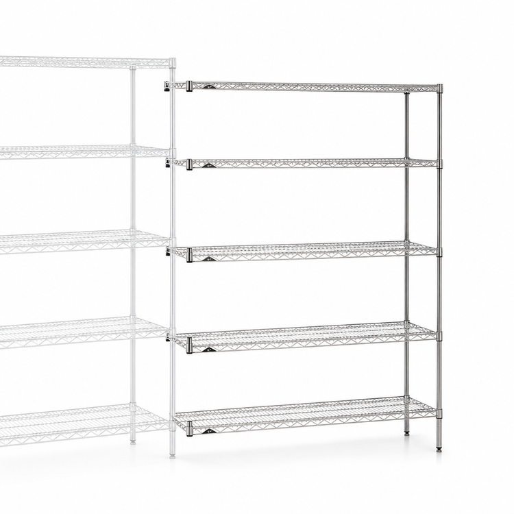 Product image #3 for Metro Super Erecta 30"W x 18"D x 74"H Chrome Plated Wire Add-On Shelving Unit with 5 Shelves