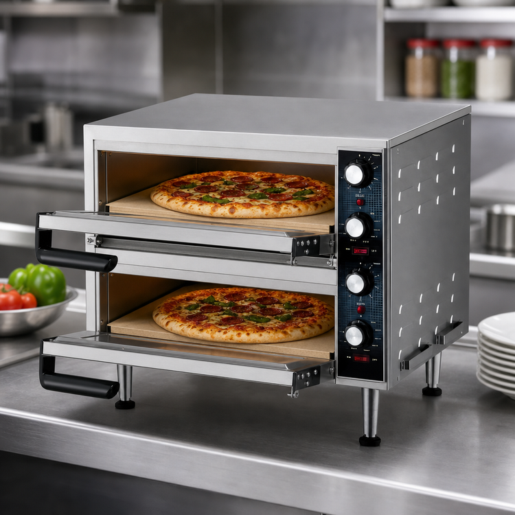 Product image #3 for Waring Commercial Double-Deck Countertop Electric Pizza Oven with 2 Ceramic 14-Inch Decks
