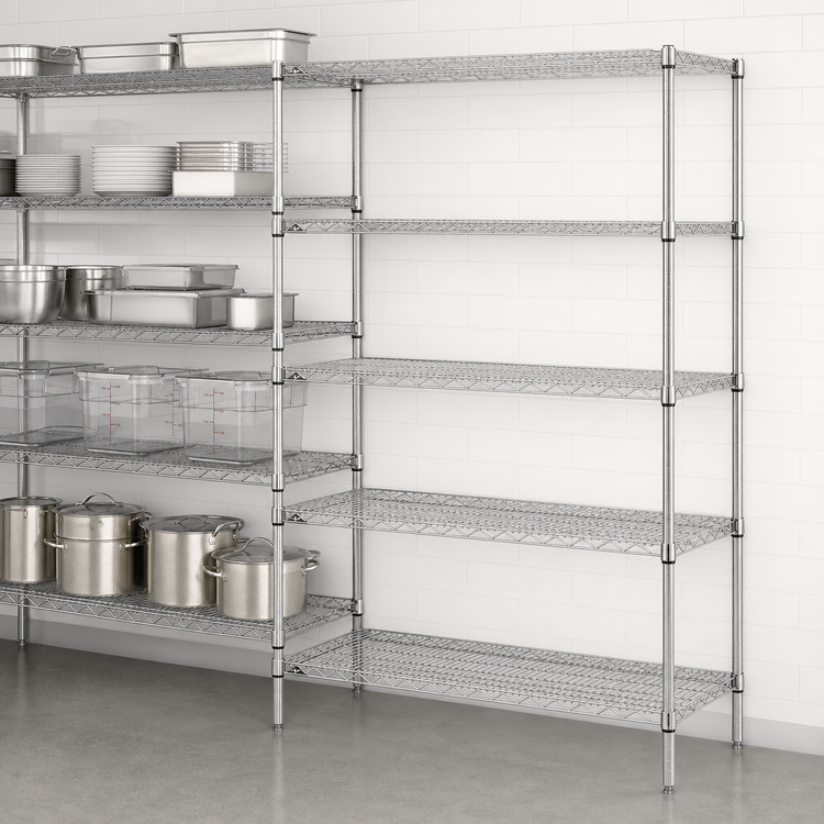 Product image #3 for Metro Super Erecta Chrome Plated Add-On Wire Shelving Unit with 5 Shelves, 24 W x 21 D x 74 H