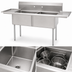 Thumbnail image #3 for 72-Inch Freestanding 2-Compartment Pot Sink with Left and Right Drainboards