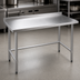 Thumbnail image #3 for 72-Inch x 24-Inch 18-Gauge 304 Stainless Steel Open Base Work Table with Undershelf and 2-Inch Rear Backsplash