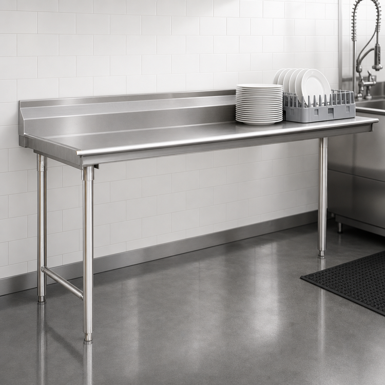Product image #3 for Spec-Master Straight Clean Dishtable, 120-Inch Left-to-Right, 14/304 Stainless Steel, 8-Inch Backsplash