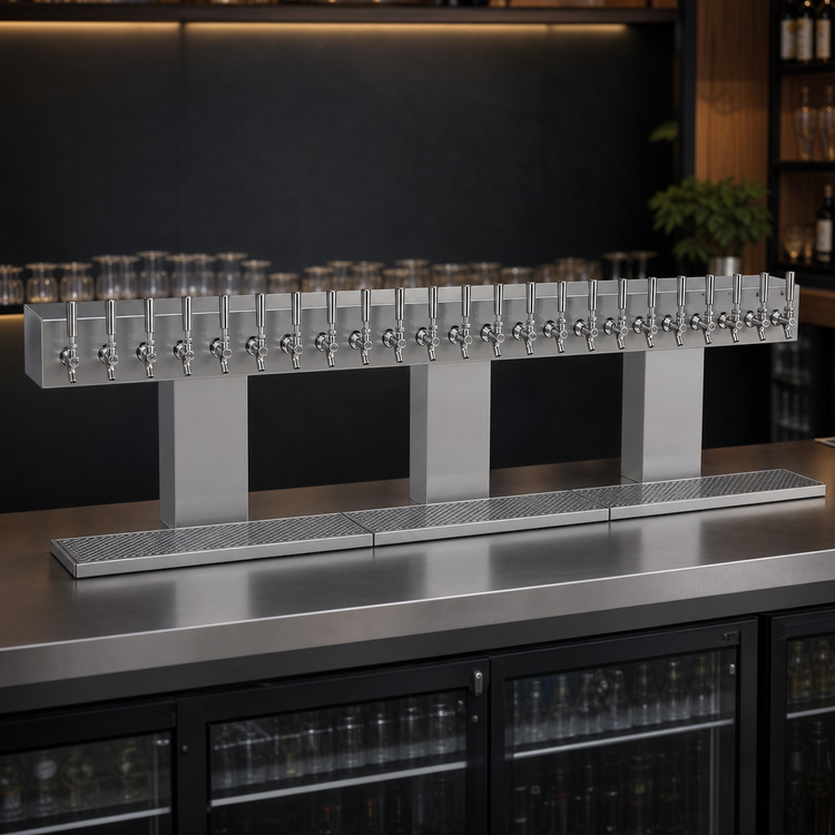 Product image #3 for Glastender Triple-Column Bridge Draft Dispensing Tower, 24 Faucet, Glycol-Cooled, Countertop, Stainless Steel Finish