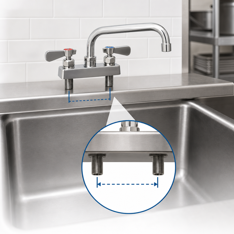 Product image #3 for BK Resources Evolution 4-Inch Center Deck Mount Manual Faucet with 6-Inch Swing Spout