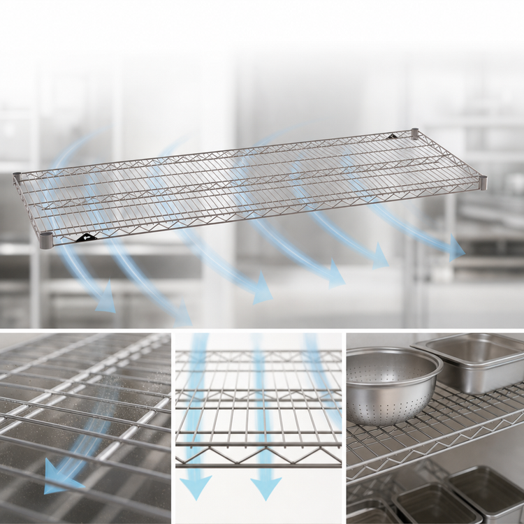 Product image #3 for Metro Super Erecta 60 in W x 24 in D Wire Shelf, Metroseal Gray Epoxy Coated with Microban