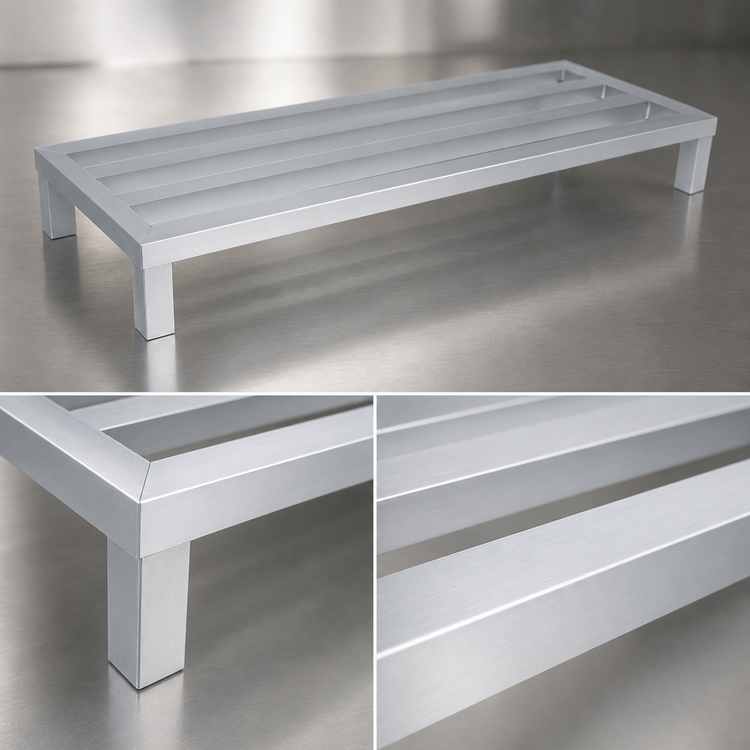 Product image #3 for John Boos 1-Tier Aluminum Square Bar Dunnage Rack, 36 x 20 x 12 Inches, 1,500 lb. Capacity