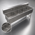 Thumbnail image #3 for John Boos Pro-Bowl 4-Compartment Freestanding Stainless Steel Sink with 10-Inch Backsplash, 77-1/8 x 29-1/2 x 44-1/16 Inches
