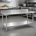 Thumbnail image #3 for 48-Inch x 24-Inch 430 Stainless Steel Work Table with 4-1/2-Inch Backsplash and Undershelf