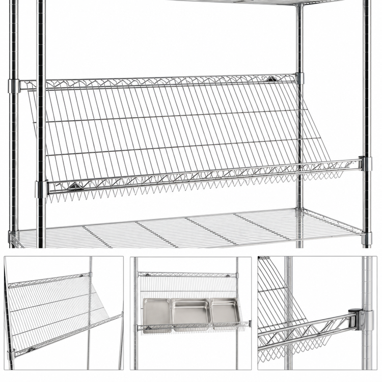 Product image #3 for Metro Super Erecta 48-Inch x 18-Inch Chrome Plated Additional Slanted Wire Shelf for Merchandiser/Dispenser Racks