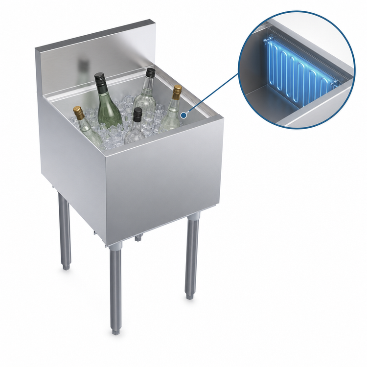Product image #3 for Krowne Royal Series Built-In Underbar Ice Bin/Cocktail Unit with 7-Circuit Cold Plate, 55-Lb Ice Capacity