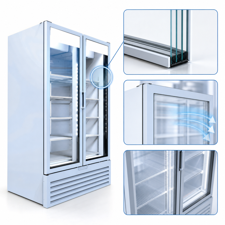 Product image #3 for Beverage Air Marketeer MT49-1W Two-Section Reach-In Glass Door Refrigerated Merchandiser, White, 37.42 Cu. Ft.