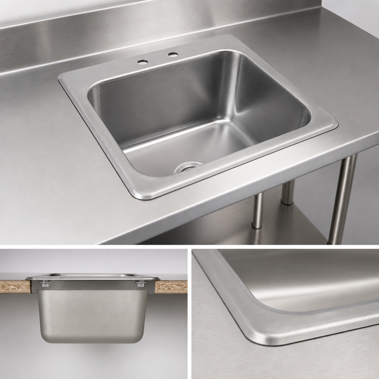 Product image #3 for John Boos Pro-Bowl Single-Compartment Drop-In Stainless Steel Sink with Basket Drain