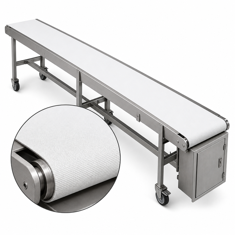 Product image #3 for Dinex DXIESFB10 10 Foot Fabric Belt Tray Make-Up Conveyor