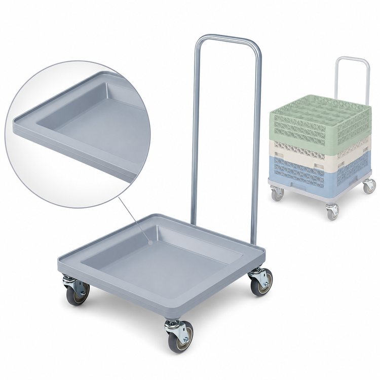 Product image #4 for Cambro Camdolly® With Handle for Camracks Dish & Glass Rack Dolly, Soft Gray Polypropylene