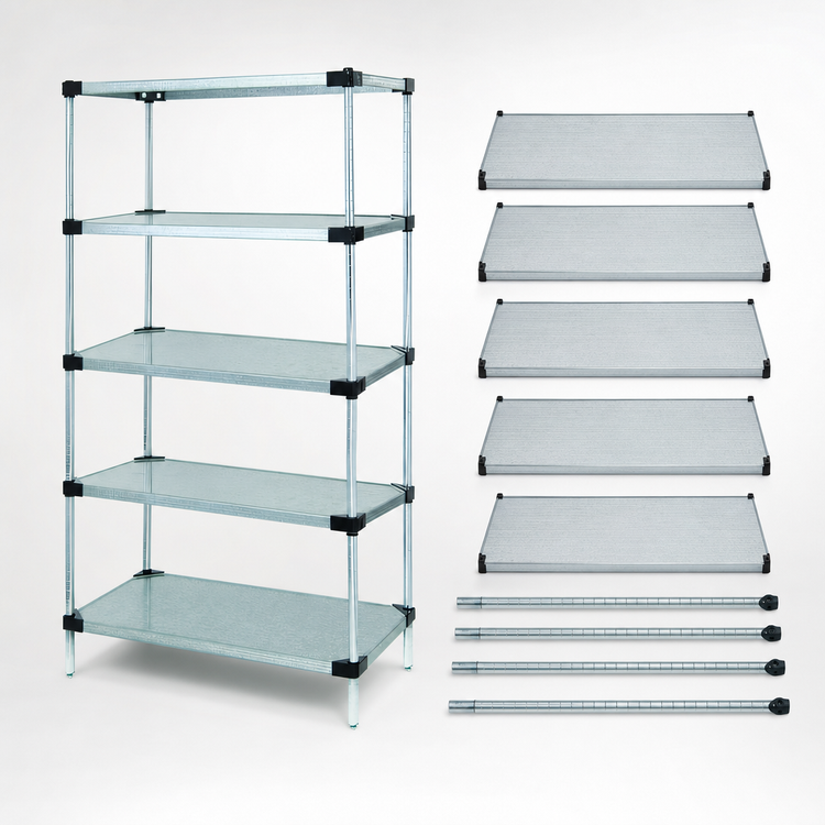 Product image #3 for Quantum Solid Shelving Starter Kit with 5 Solid Shelves, 60 x 18 x 86 Inches