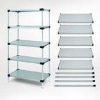 Thumbnail image #3 for Quantum WR86-1860SG-5 Stationary Solid Shelving Starter Kit, 5 Shelves, Galvanized Steel, Chrome Posts, 60"W x 18"D x 86"H
