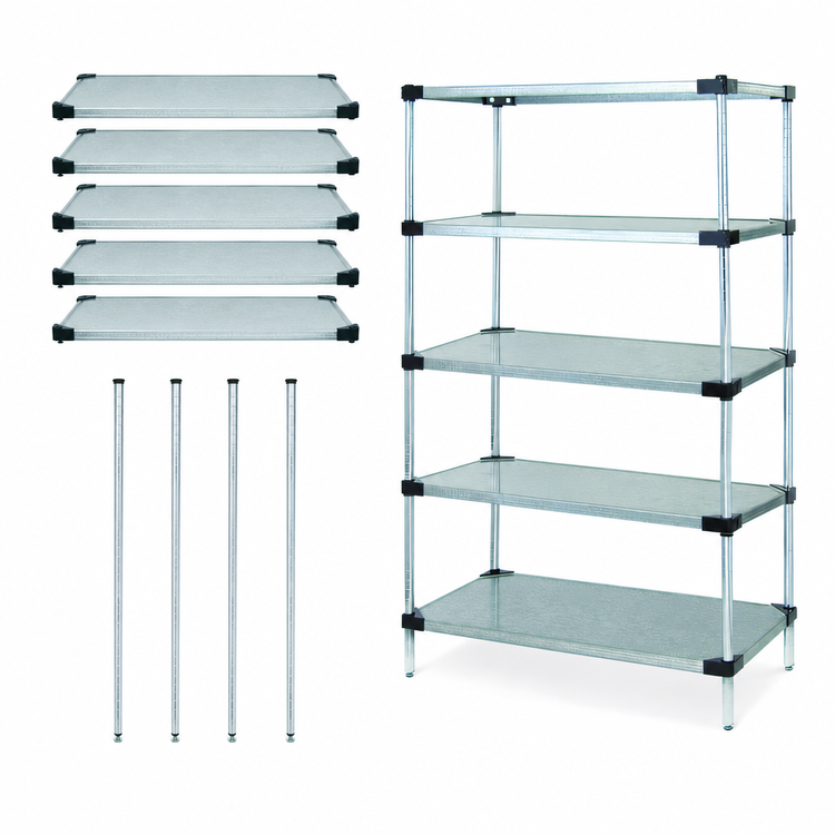 Product image #3 for Quantum 36"W x 14"D x 74"H Stationary Solid Shelving Starter Kit with 5 Solid Shelves
