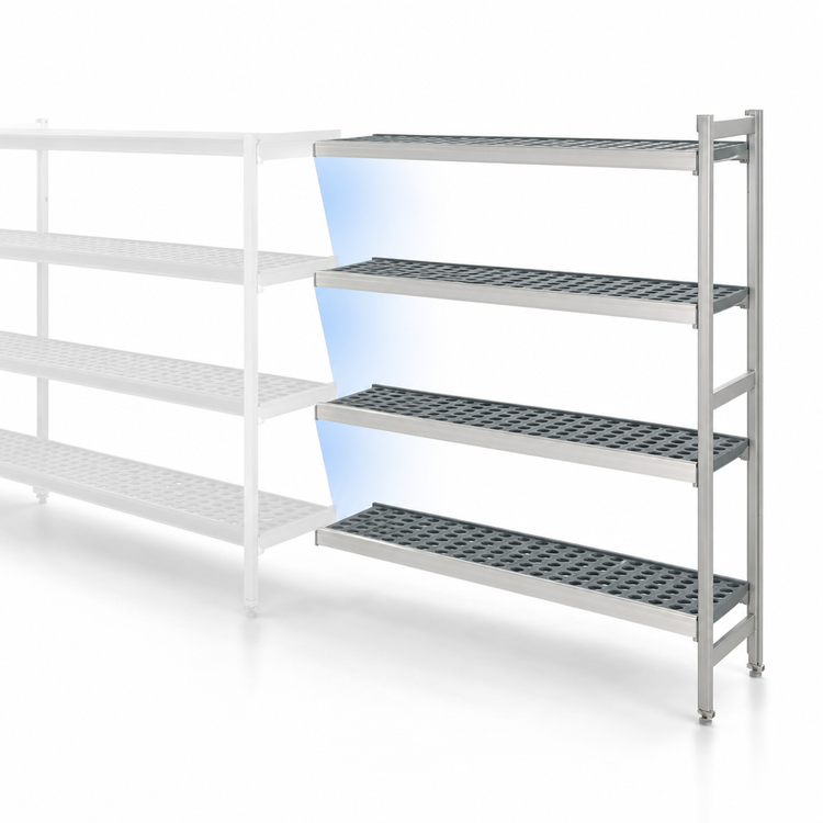 Product image #3 for Fermostock 4-Tier Polymer Shelving Expansion Unit, 64W x 18D x 83H, Gray