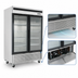 Thumbnail image #3 for Atosa Two-Section Glass Door Refrigerator Merchandiser, 44.8 Cu. Ft., Bottom-Mount Self-Contained, Stainless Steel