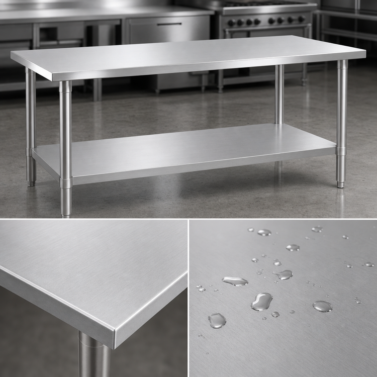 Product image #3 for Deluxe Series Stainless Steel Work Table with Adjustable Undershelf, 72-Inch W x 36-Inch D