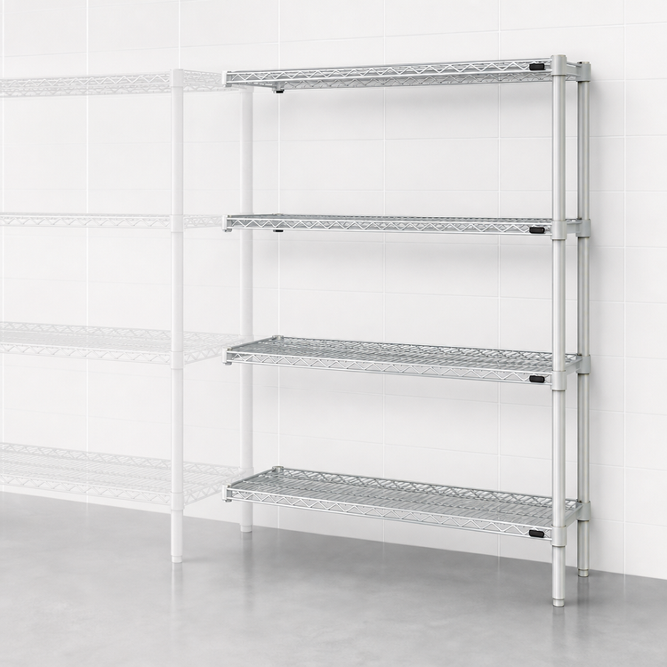 Product image #3 for EagleGard 4-Tier Add-On Wire Shelving Unit, 60-Inch W x 21-Inch D x 63-Inch H, Hybrid Epoxy Finish