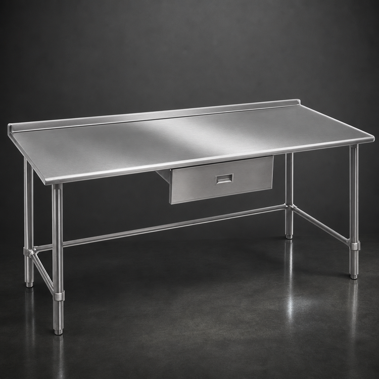 Product image #3 for Eagle Group Budget Series 120-Inch x 30-Inch 430 Stainless Steel Work Table with 1-1/2-Inch Rear Up-Turn