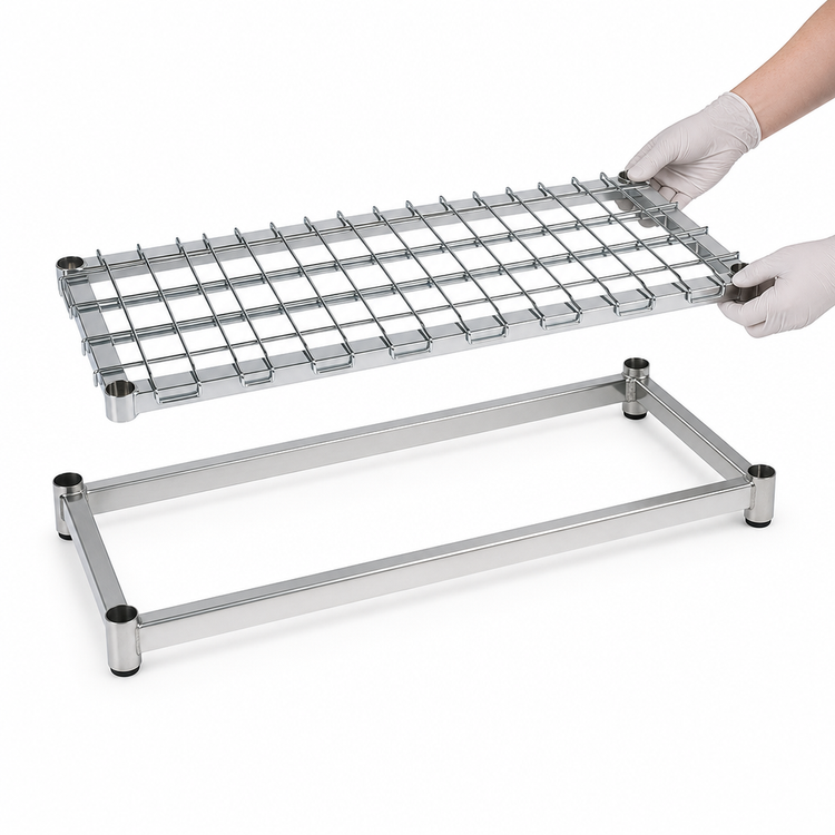 Product image #3 for Metro Super Erecta Stainless Steel Dunnage Shelf with Lift-Off Wire Deck, 36 x 18 Inches, 1600 lb Capacity