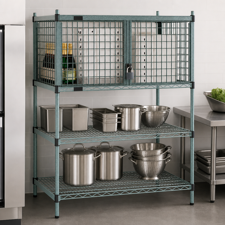 Product image #3 for EagleGard 60"W x 24"D Security Enclosure Kit with Hinged Doors, Blue-Green Hybrid Epoxy Finish