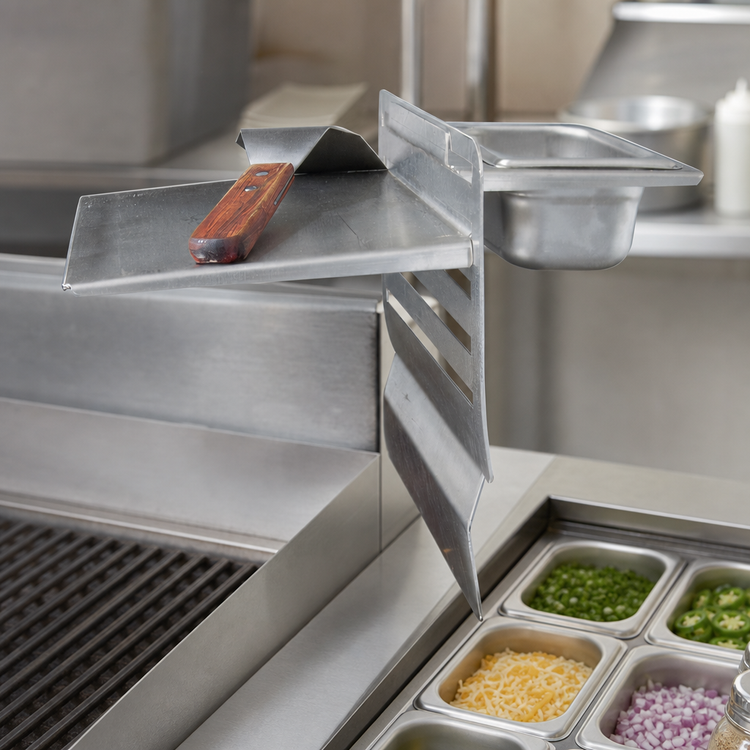 Product image #3 for BK Resources GrillCook Pro Medium Upright Prep Shelf Stand with 12-Inch Shelf and 1/9 Pan Holder