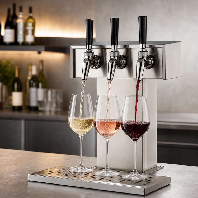 Product image #3 for 3-Faucet Tee Tower Style Stainless Steel Wine Dispensing Kit