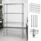 Thumbnail image #3 for Quantum WR74-3048C Stationary 4-Shelf Wire Shelving Starter Kit, 48 x 30 x 74 in, Chrome, 600-800 lb Capacity