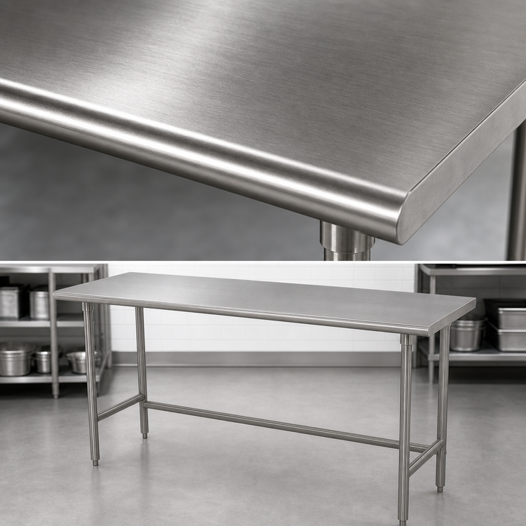 Product image #3 for Advance Tabco 144-Inch x 24-Inch 16-Gauge 304 Stainless Steel Work Table with Open Base and Crossrails