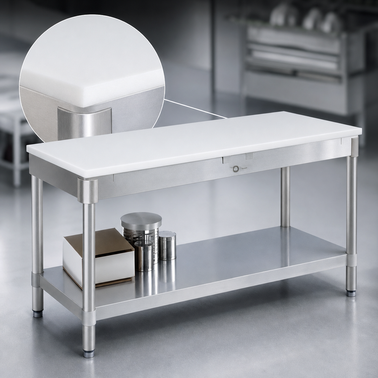 Product image #3 for New Age 60" x 24" Poly Top Work Table with Aluminum Open Base