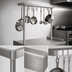 Thumbnail image #3 for John Boos Square Table-Mounted Stainless Steel Pot Rack with 12 Double Hooks, 43-1/4 W x 18 D x 48 H