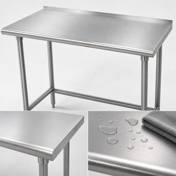 Product image #3 for Advance Tabco TFLG-247 84-Inch x 24-Inch Stainless Steel Open Base Work Table
