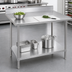 Thumbnail image #3 for Advance Tabco 108-Inch x 24-Inch Stainless Steel Work Table with 5-Inch Backsplash and Adjustable Galvanized Undershelf