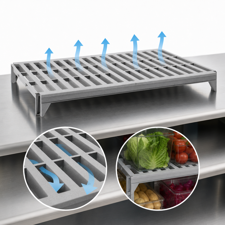 Product image #4 for Cambro Camshelving Premium Vented Polymer Shelf Kit, 21 x 72 Inches, Speckled Gray